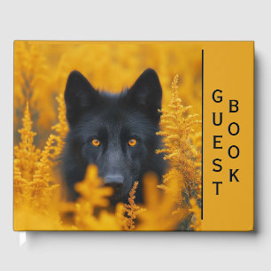 Schwarzer Hund Atemberaubend Gold Augen Benutzerde Gästebuch