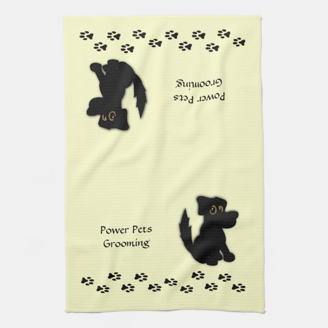 Schwarzer Hund Haustier Groomer Handtuch (Vertikal)