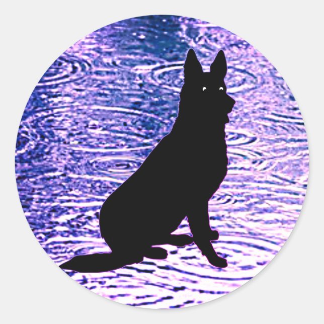 Schwarzer Hund - Immer auf Beobachtung - Aufkleber (Vorderseite)