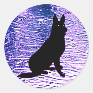 Schwarzer Hund - Immer auf Beobachtung - Aufkleber