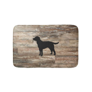 Schwarzer Hund Labrador Rustikaler Holzbadematte Badematte