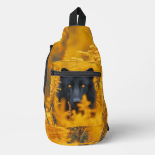 Schwarzer Hund mit Atemberaubenden Goldaugen Crossbody Bag