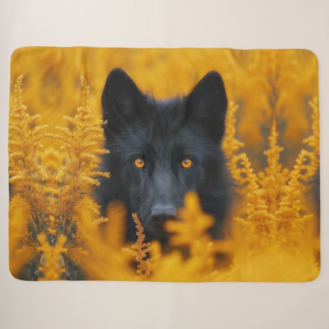 Schwarzer Hund mit Atemberaubenden Goldaugen Sherpadecke (Vorderseite (Horizontal))