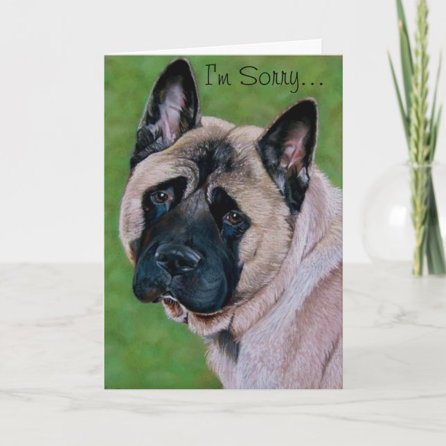Schwarzer Hund mit trauriger Ausprägung, Sprichwor Karte (Vorderseite)