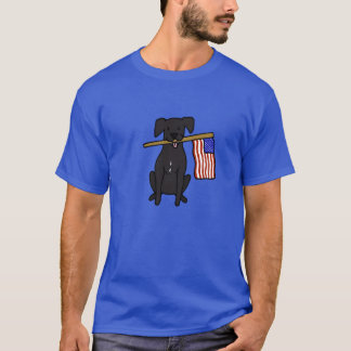 Schwarzer Hund mit US-Flagge T-Shirt