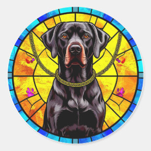 🐕 Schwarzer Hund Mosaik Kunst Kühnes Geometrische Runder Aufkleber