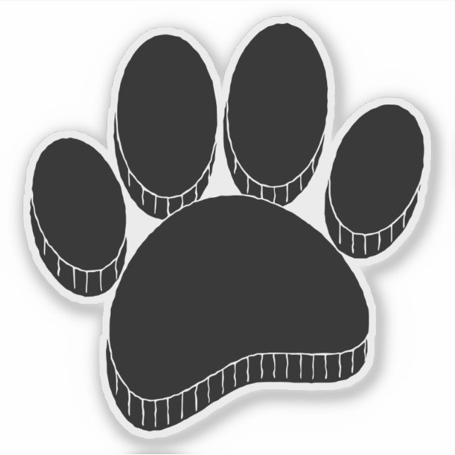 Schwarzer Hund Pawprint Handgezeichnet Aufkleber (Vorderseite)
