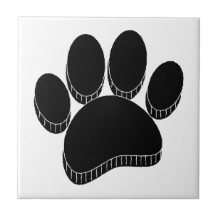 Schwarzer Hund Pawprint Handgezeichnet Fliese