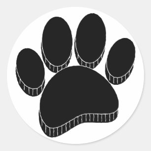 Schwarzer Hund Pawprint Handgezeichnet Runder Aufkleber