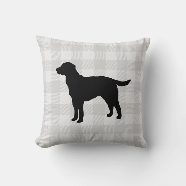 Schwarzer Hund Silhouette Halloween Herbstwürfelki Kissen (Vorderseite)