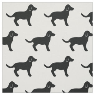 Schwarzer Hund Silhouette Muster Stoff