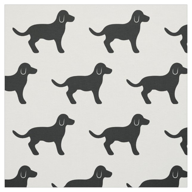 Schwarzer Hund Silhouette Muster Stoff (Muster)