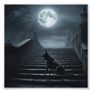 Schwarzer Hund von Whitby - Die 199 Stufen laufen Fotodruck