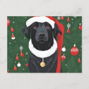 Schwarzer Hund Weihnachts-Postkarte Feiertag  Postkarte