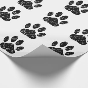 Schwarzer Hundepflaster mit weißen Schnörkeln Geschenkpapier
