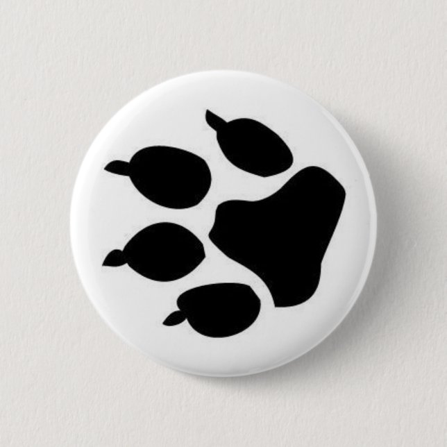 Schwarzer Hundetatzen-Druck-Knopf Button (Vorderseite)