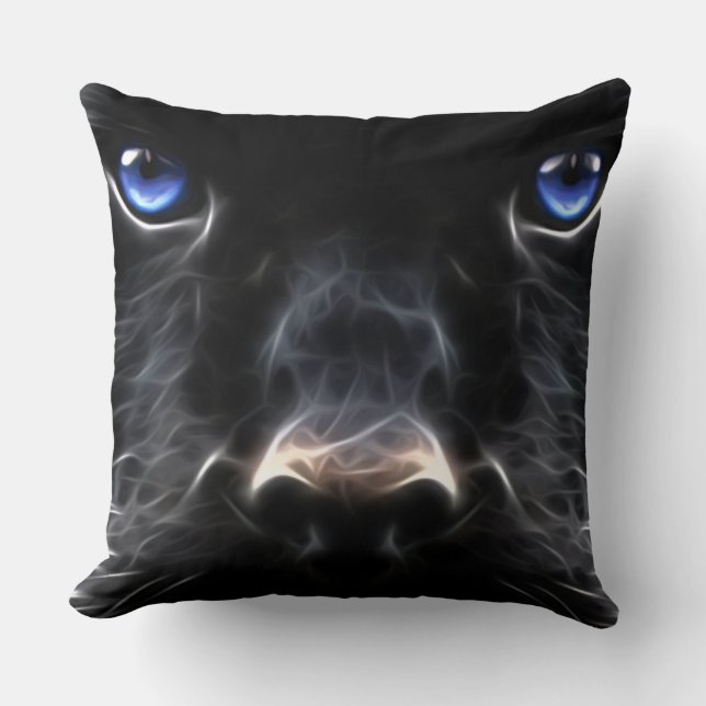 Schwarzer Hundewirbel Kissen (Vorderseite)