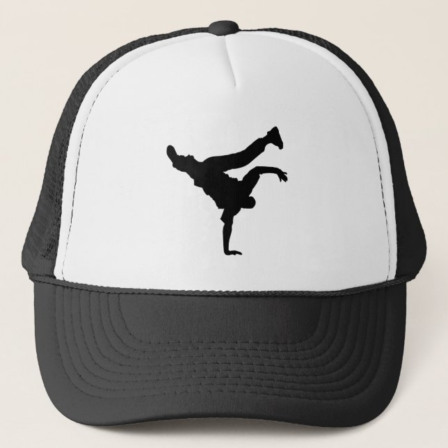 Schwarzer Hut BBOY Pose 1 Truckerkappe (Vorderseite)