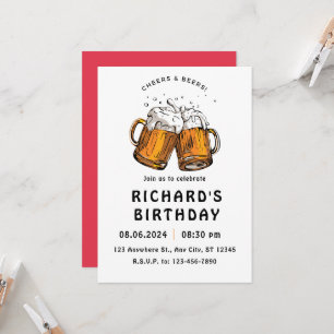 Schwarzer Illustrierter Geburtstag Einladung