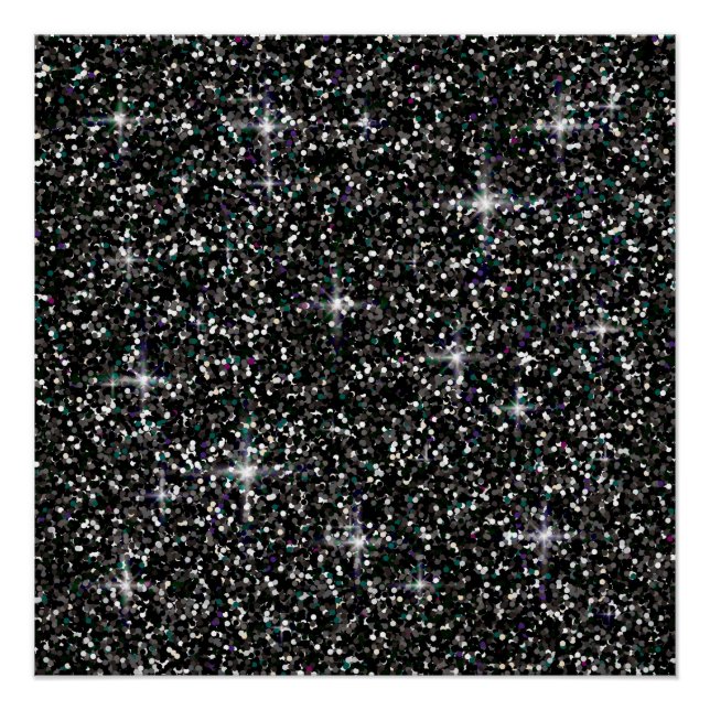 Schwarzer irisierender Glitzer Poster (Vorderseite)