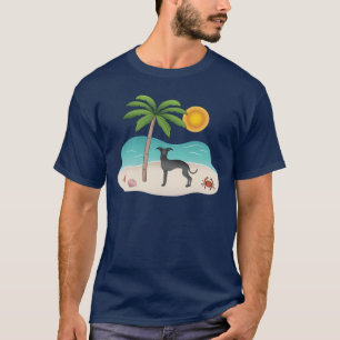 Schwarzer Italienischer Windhund am tropischen Som T-Shirt