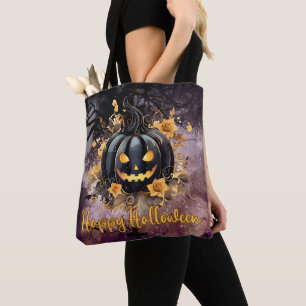 Schwarzer Jack-O' Lantern Friedhof Happy Halloween Tasche