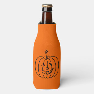 Schwarzer Jack-O-Lantern-Kontur auf Orange Flaschenkühler