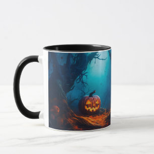 Schwarzer Jack-o-Laterne in einer waldreichen Hall Tasse