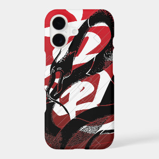 Schwarzer japanischer Drache-Rot-Hintergrund