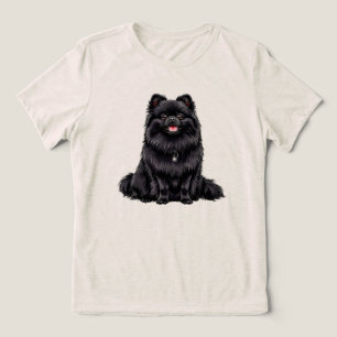 Schwarzer Japanischer Spitz Hund Tri-Blend Shirt