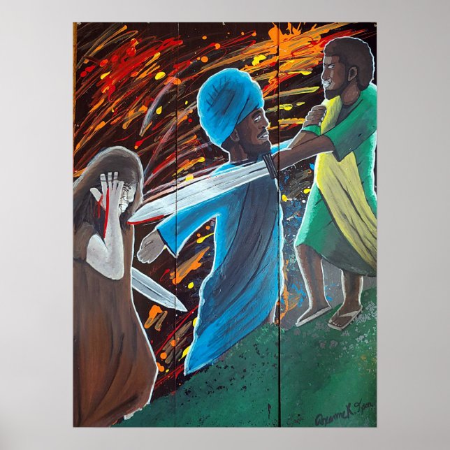 Schwarzer Jesus wurde bei Gethsemane festgenommen Poster (Vorne)