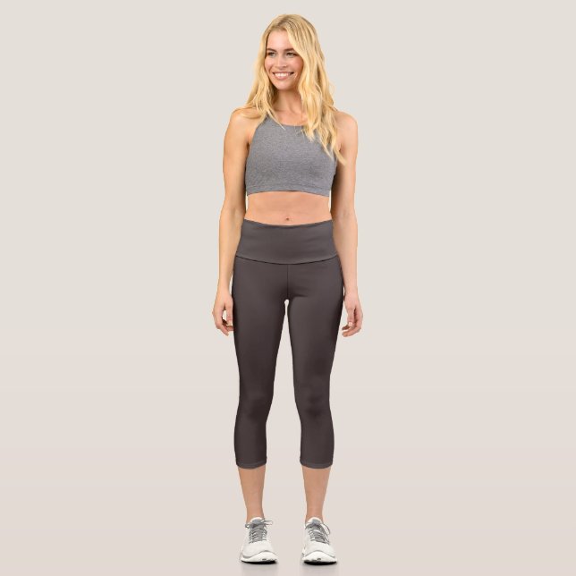 Schwarzer Kaffee (Vollfarbe) Capri Leggings (Vorderseite)
