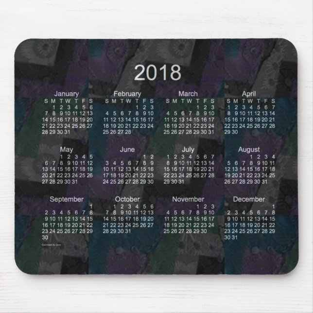 Schwarzer Kalender des Patchwork-2018 durch Janz Mousepad (Vorne)