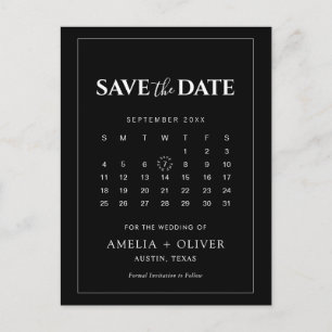 Schwarzer Kalender Modern Minimalistischer Termin Postkarte