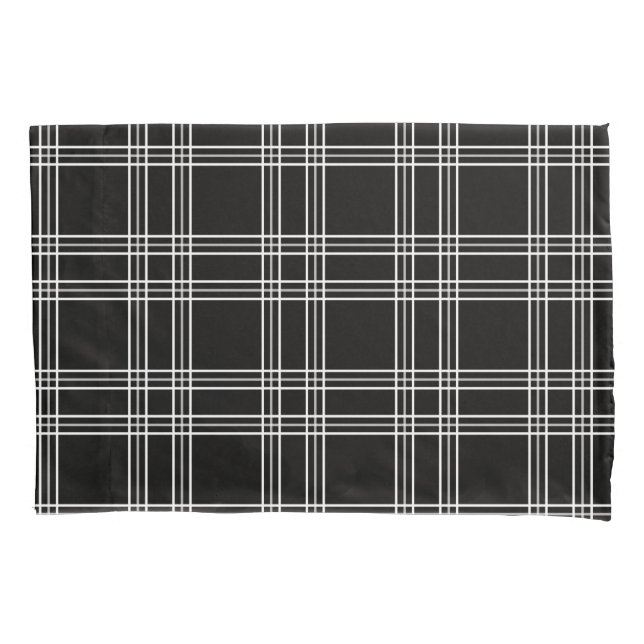 Schwarzer Karierter Tartan Kissenbezug (Vorderseite)