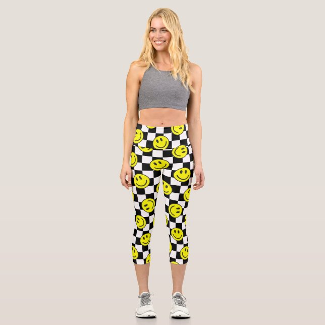 Schwarzer Karo Capri Leggings (Vorderseite)