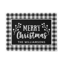 Schwarzer Karo Frohe Weihnachtsbauerntür