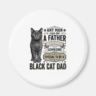 Schwarzer-Kater-Vater Vintage-Stich T-Shirt-Design Magnet