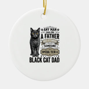 Schwarzer-Kater-Vater Vintage-Stickerei T-Shirt-De Keramik Ornament