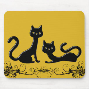 Schwarzer Kätzchen-Cartoon II Mousepad