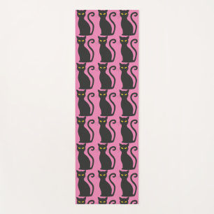SCHWARZER KATZDRUCK AUF PINK YOGA MAT YOGAMATTE
