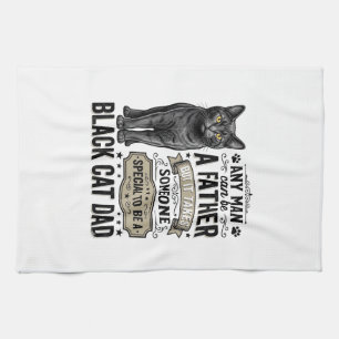 Schwarzer-Katze-Vater Vintage-Stich-T-Shirt-Design Geschirrtuch