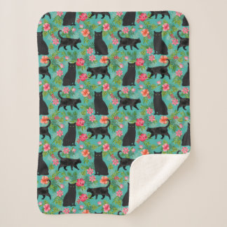 Schwarzer Katzen Hawaii-Druck Sherpadecke
