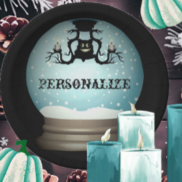 Schwarzer Katzenfall Kronleuchter Herbstschneekuge Pappteller