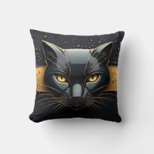 Schwarzer Katzenkopf mit goldenem Tropfendesign 🐈