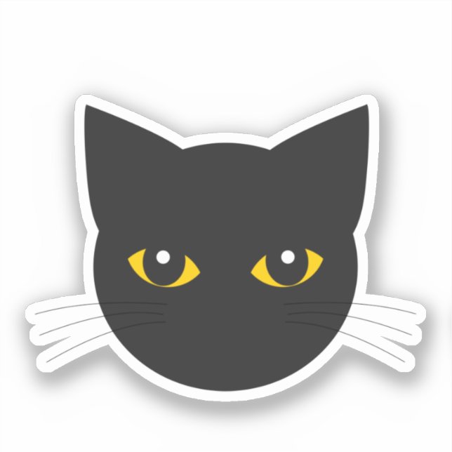 Schwarzer Katzenkopfaufkleber Aufkleber (Vorderseite)
