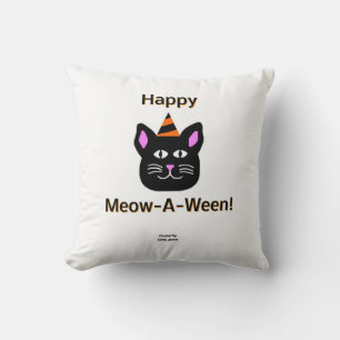 Schwarzer Katzenuntergang-A-Ween-Quadrat-Kissen Kissen