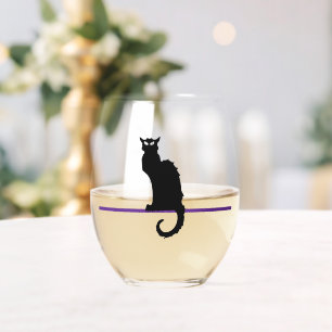 Schwarzer Katzenwein, Katzenliebhaber, Weinliebhab Weinglas Ohne Stiel