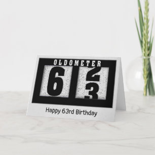 Schwarzer Kilometerzähler zum 63. Geburtstag Karte