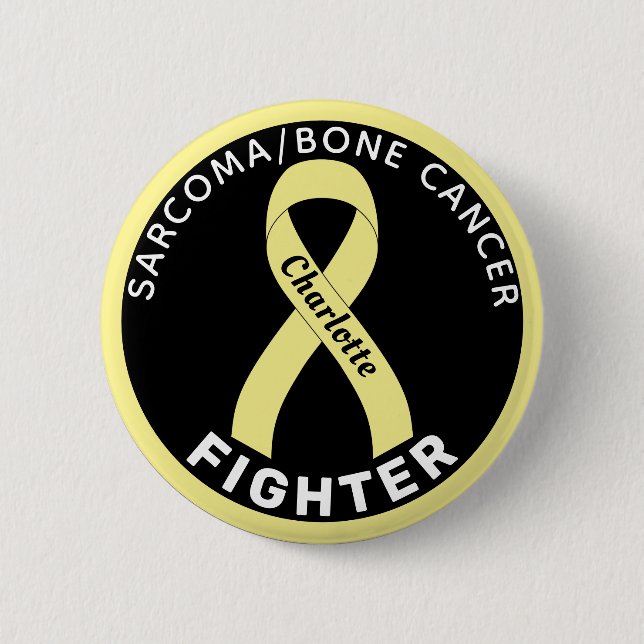 Schwarzer Knopf für Sarcoma/Knochenkrebs-Kämpfer Button (Vorderseite)